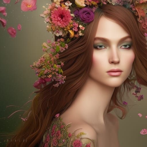 Elegant Fairy Portrait in Art Nouveau Style