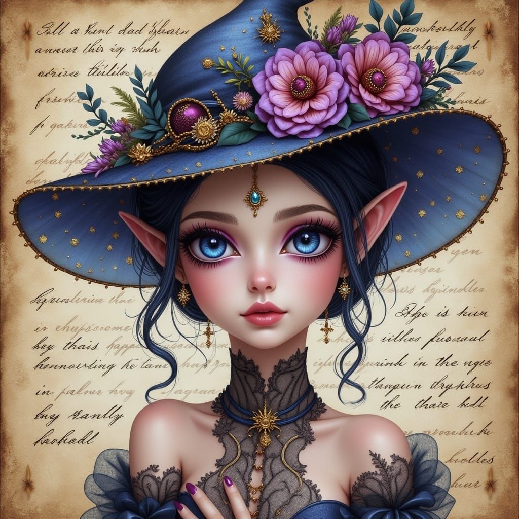 Pixie in Gothic Haute Couture Hat