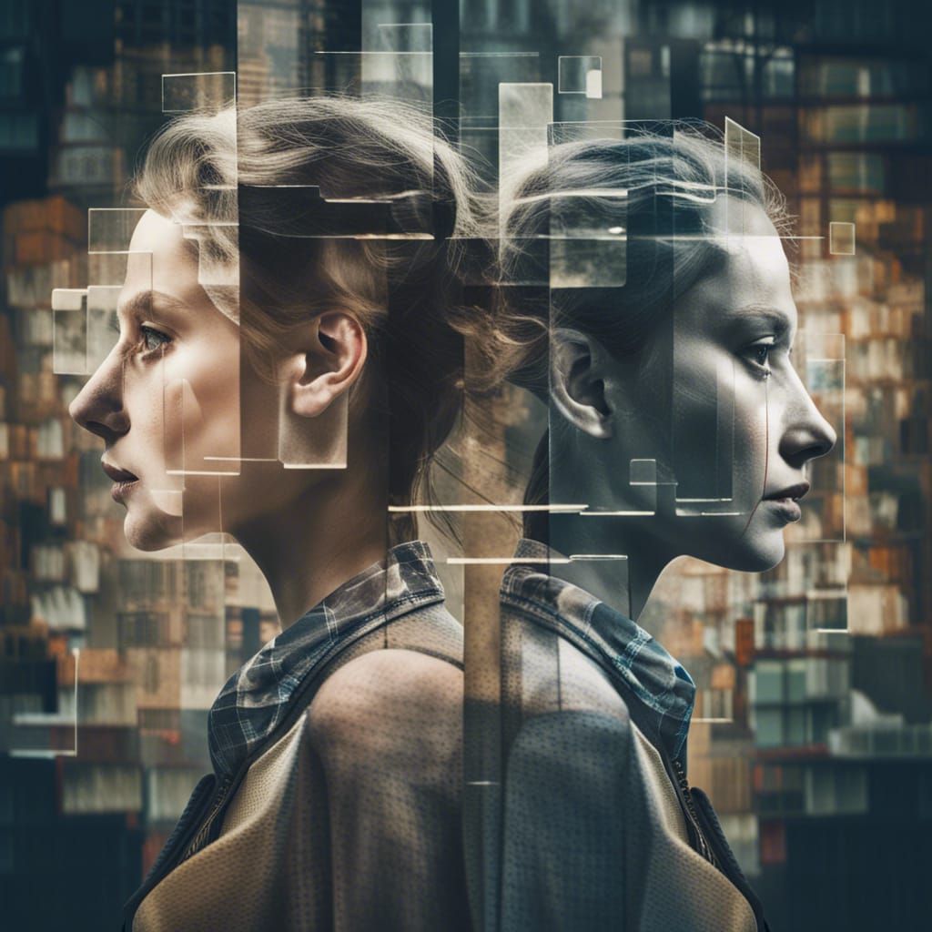 Fragmented Identity: Double Exposure Pixel Art
