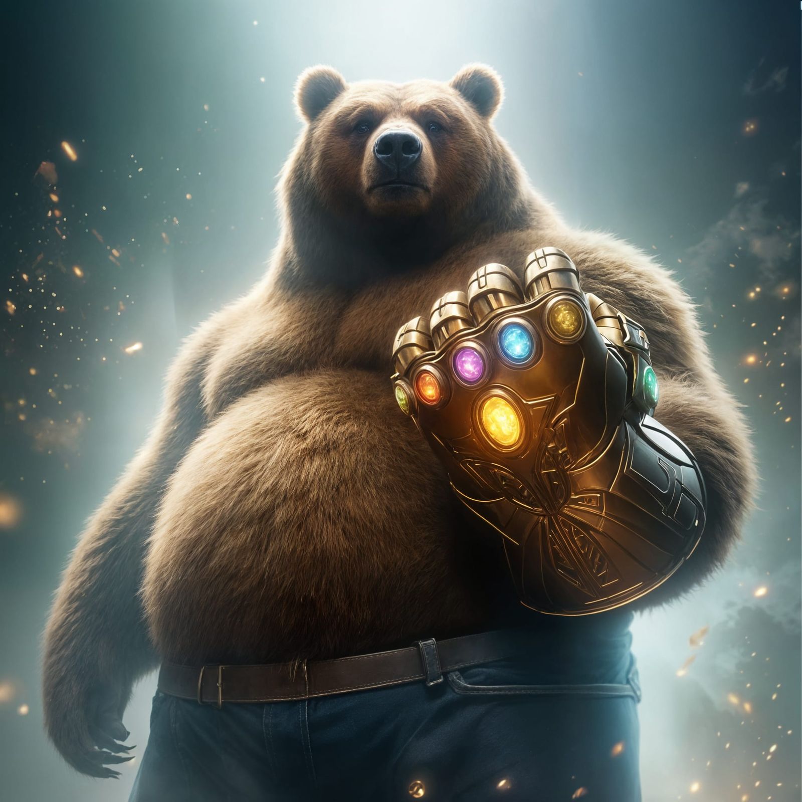 Kodiak Bear with Infinity Gauntlet, Photorealistic