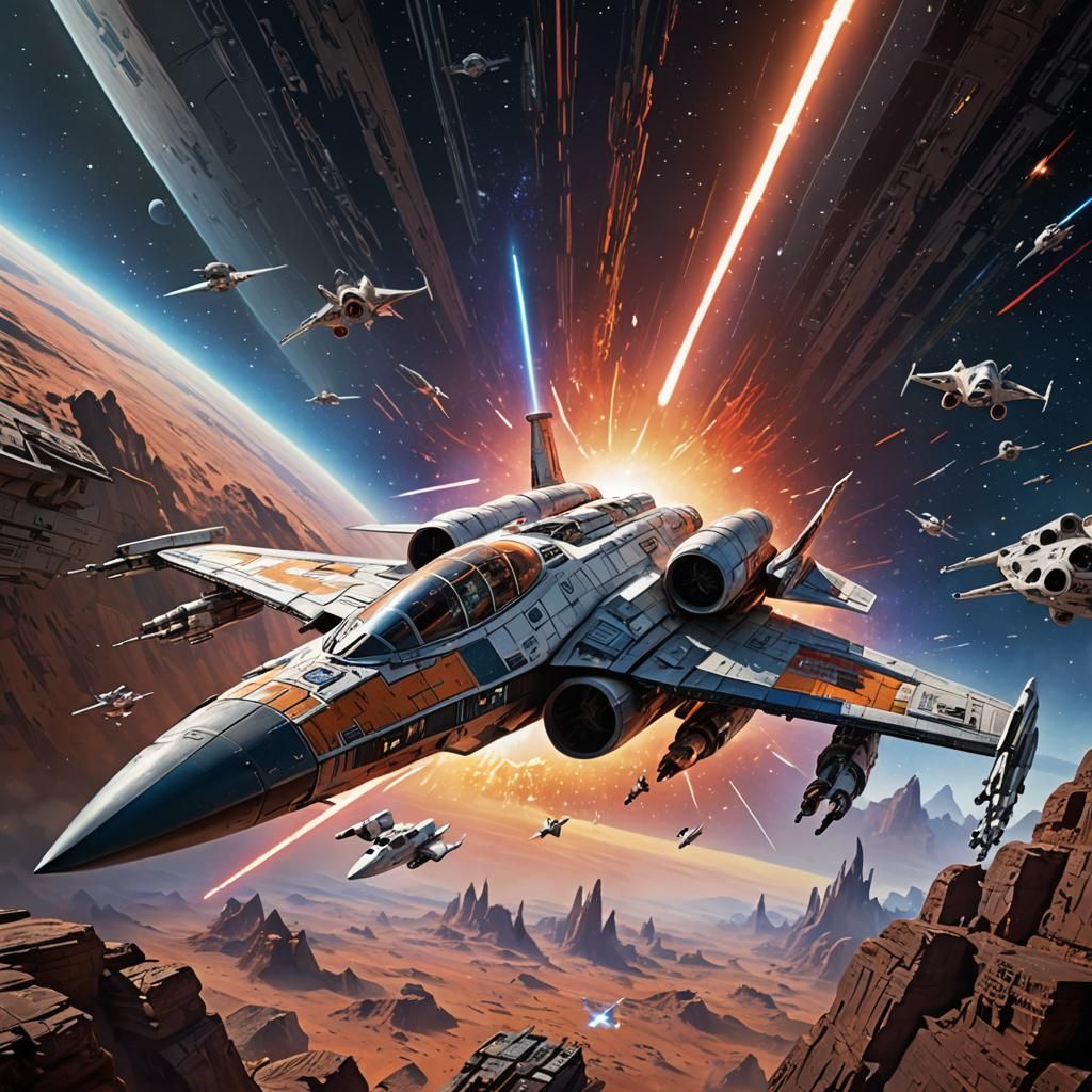 Star Wars Spaceship in Cosmic Flight