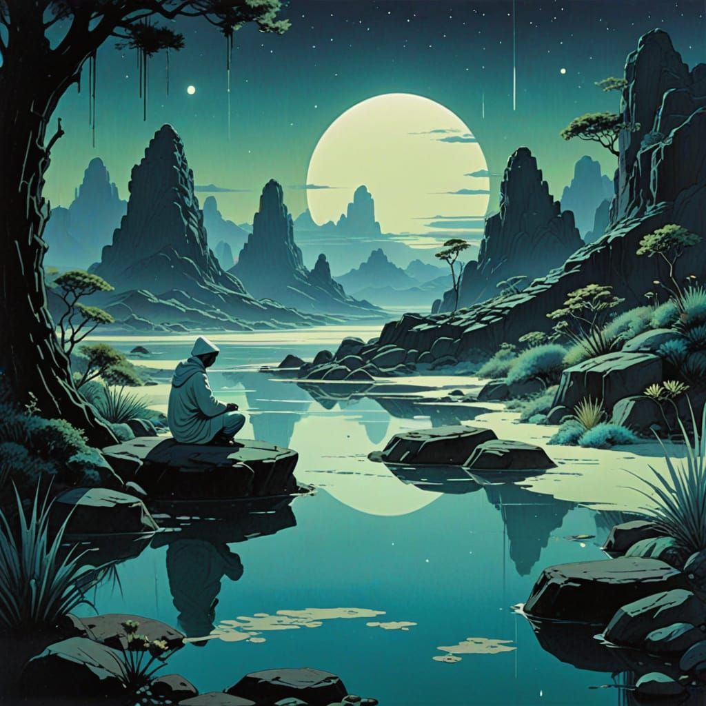 Ethereal Zen Garden on an Alien Planet