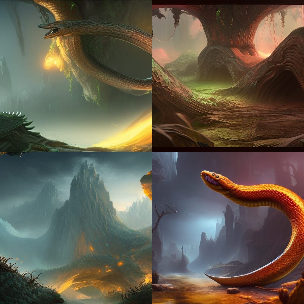 Fantastical Baby Snake in Detailed Matte Painting