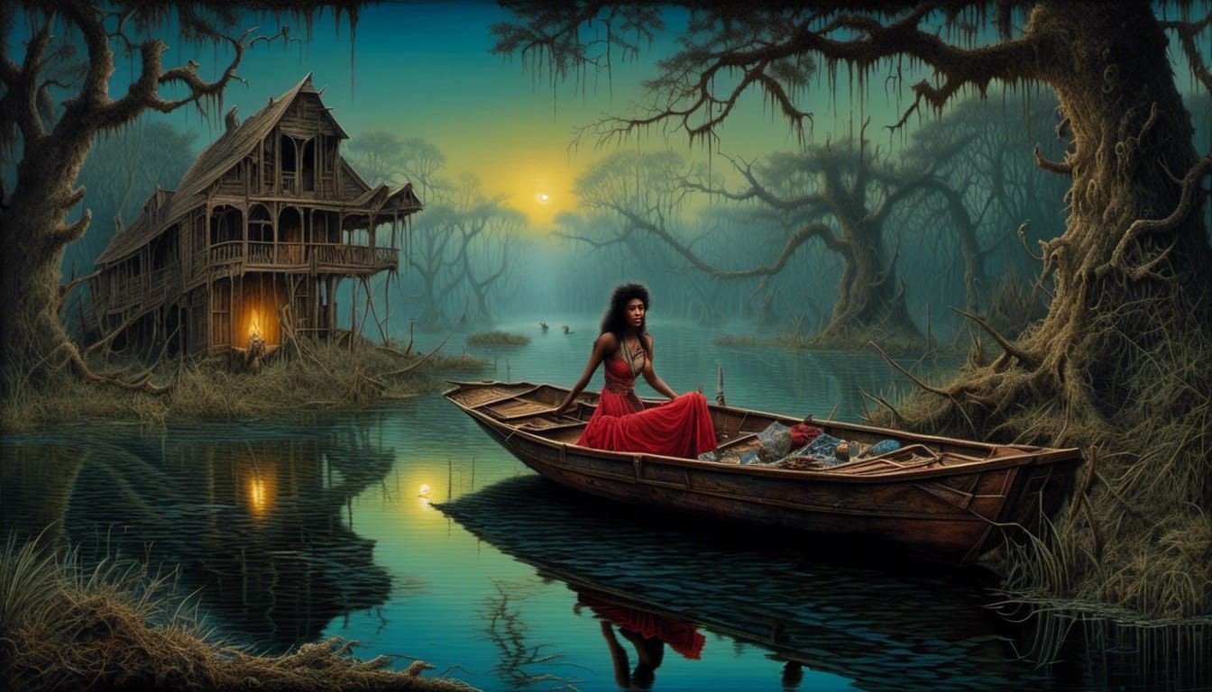Fantasy Trompe L'oeil Painting of Cajun Queen