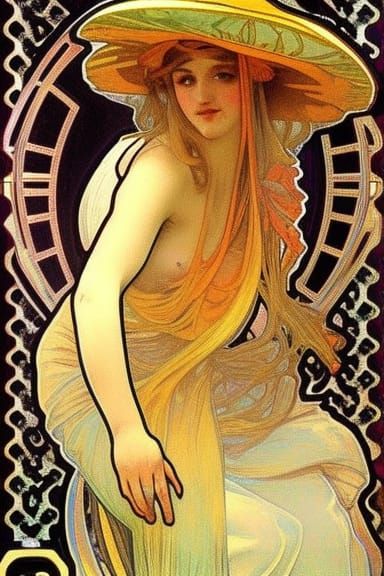 Toadstool Woman in Art Nouveau Style