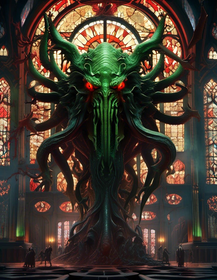 Lovecraftian Cthulhu Destroys World in Stained Glass