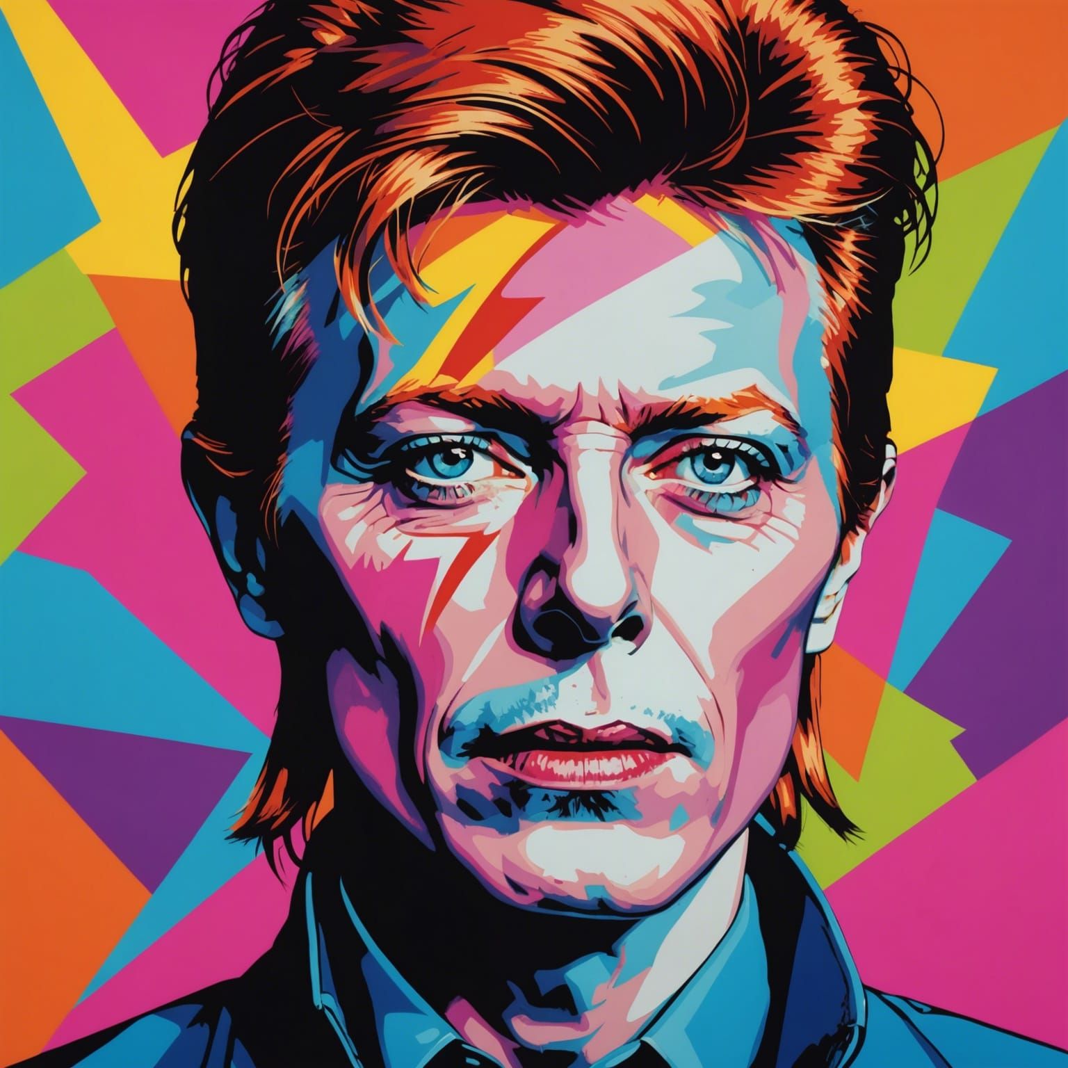 David Bowie Pop Art Portrait in Warhol Style
