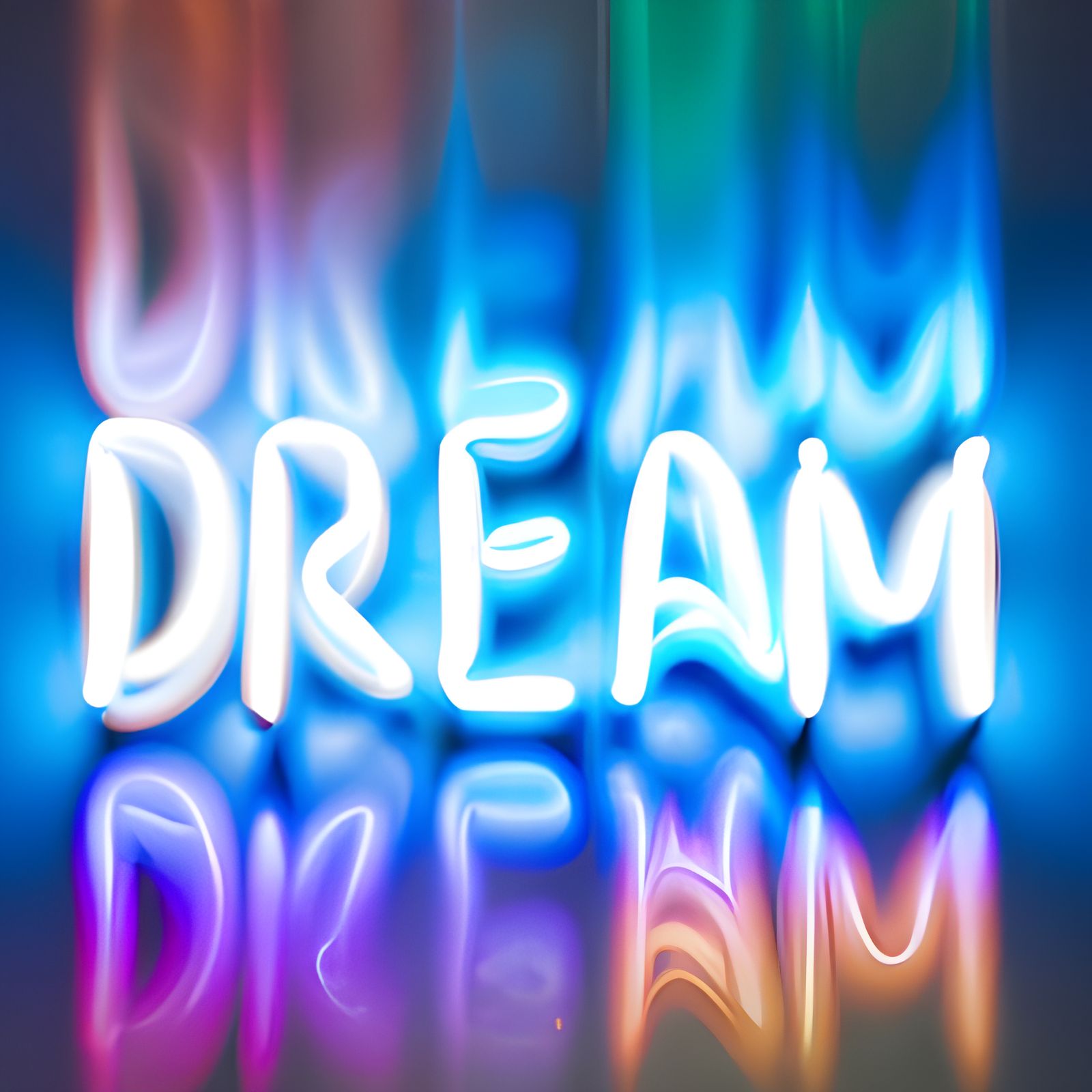Neon "DREAM" Sign in Cyberpunk Retro Style
