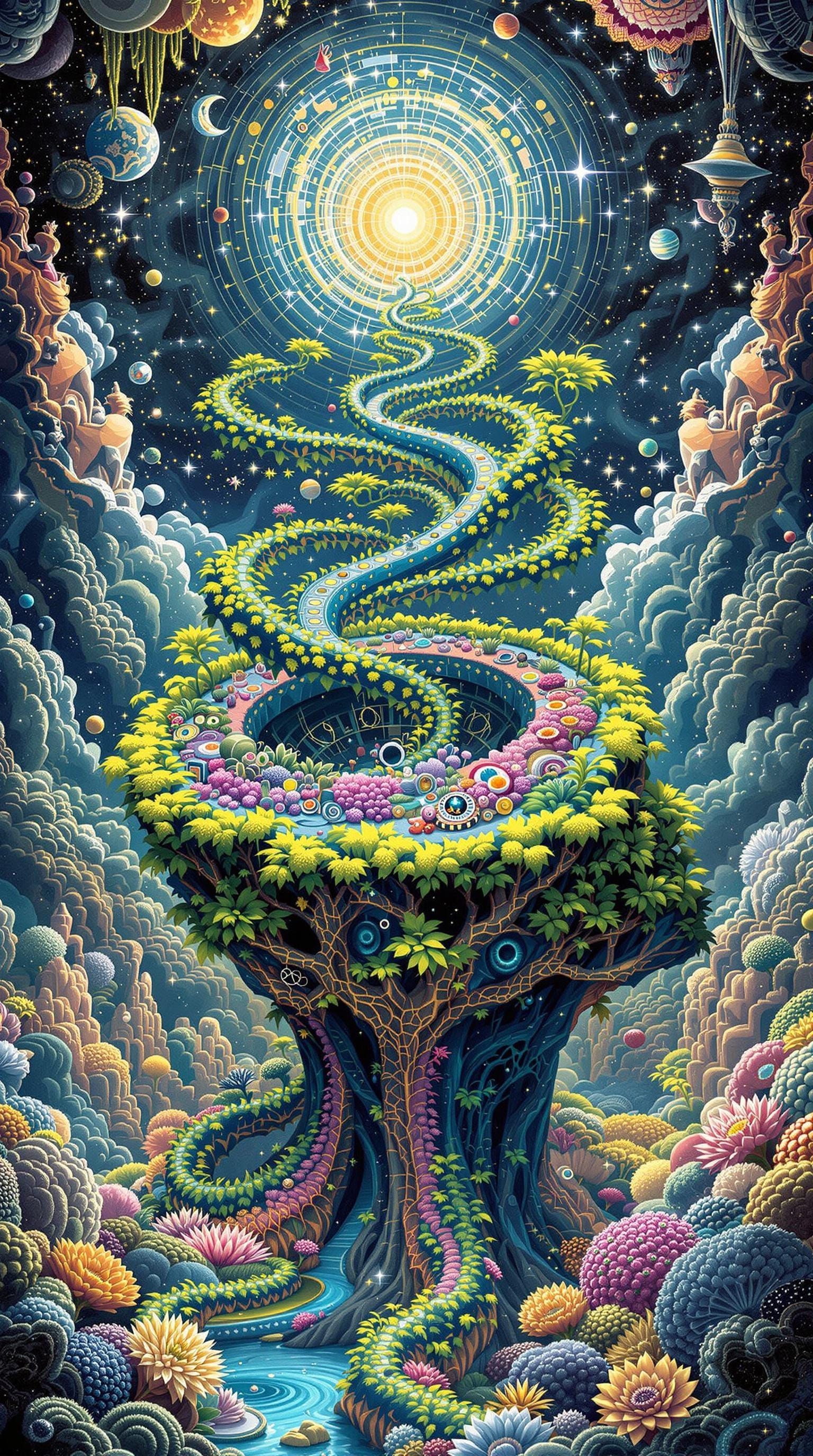 Psychedelic Plant Emerges in Surreal Geometric Art