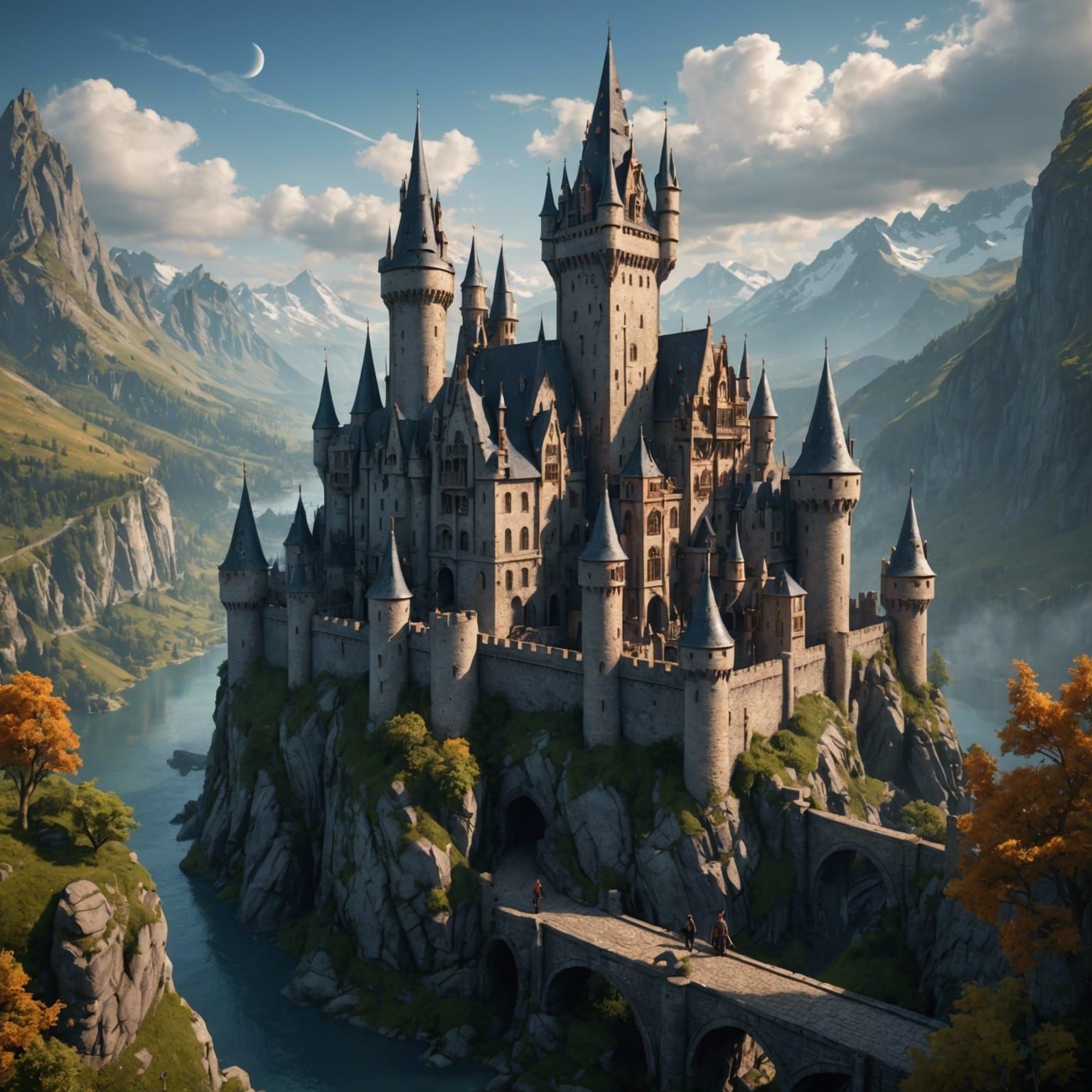 Young Wizard Casting Spells at a Castle