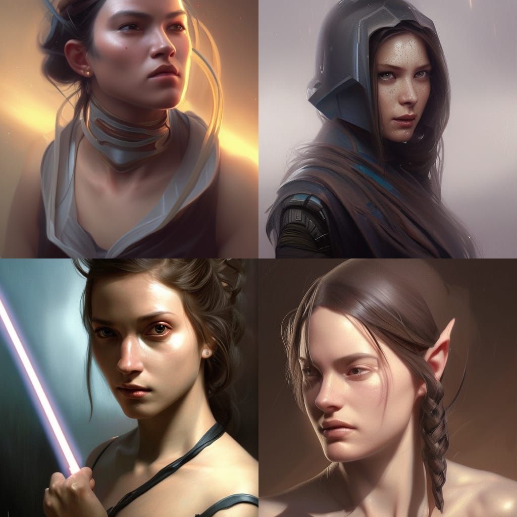 Dark Jedi Woman Portrait in Art Nouveau Style