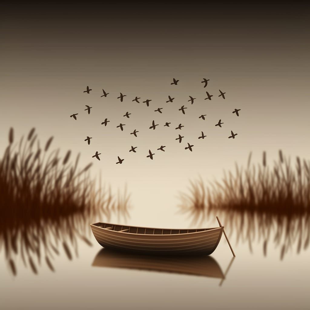 Serene Wooden Boat on Calm Water Fine Art Photograph