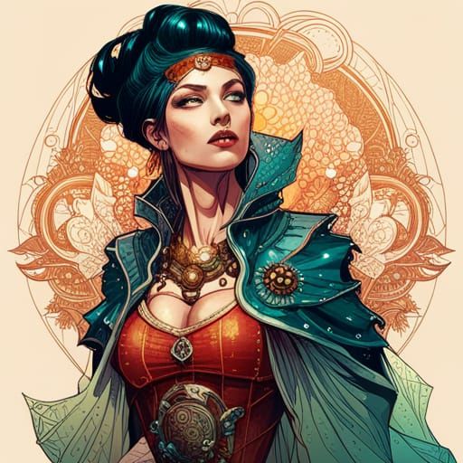 Cyberpunk Pirate Queen with Luminous Colors