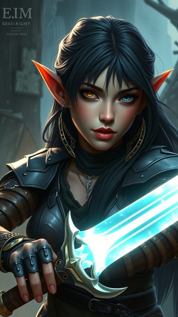 Ethereal Fantasy Warrior in Cyberpunk Style