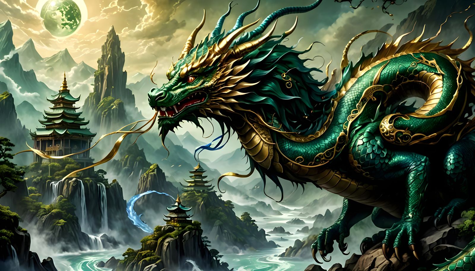 Intricate Japanese Dragon Fantasy Art
