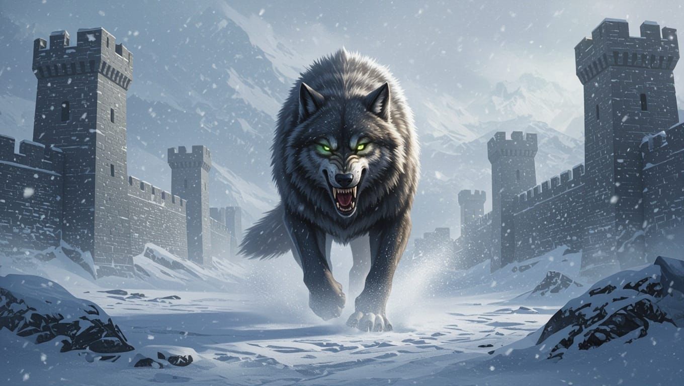 Mythological Wolf Charges Forward in Blizzard