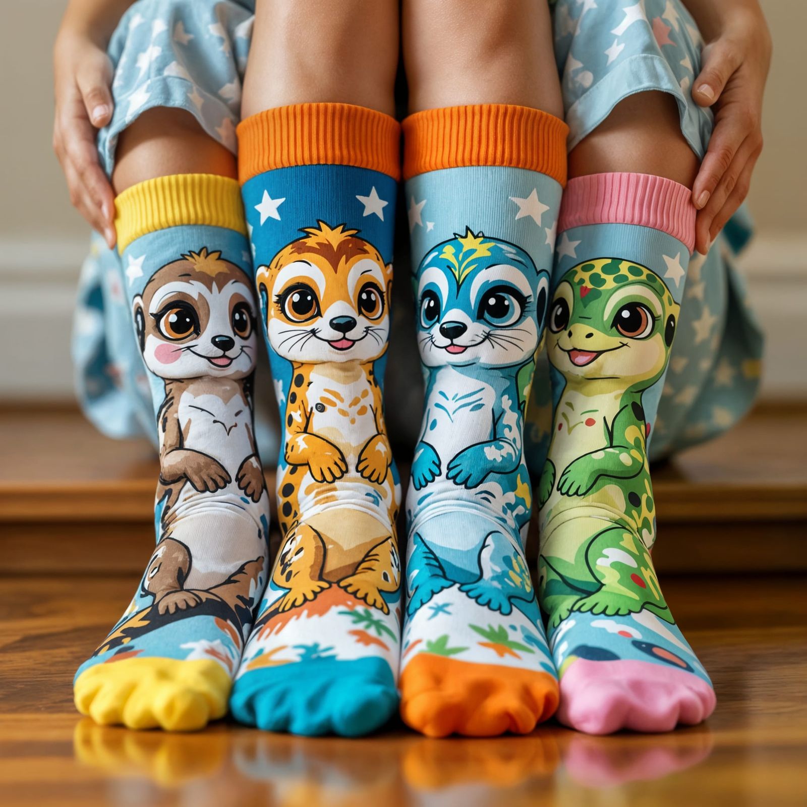 Meerkat and Gecko Socks in Disney Style