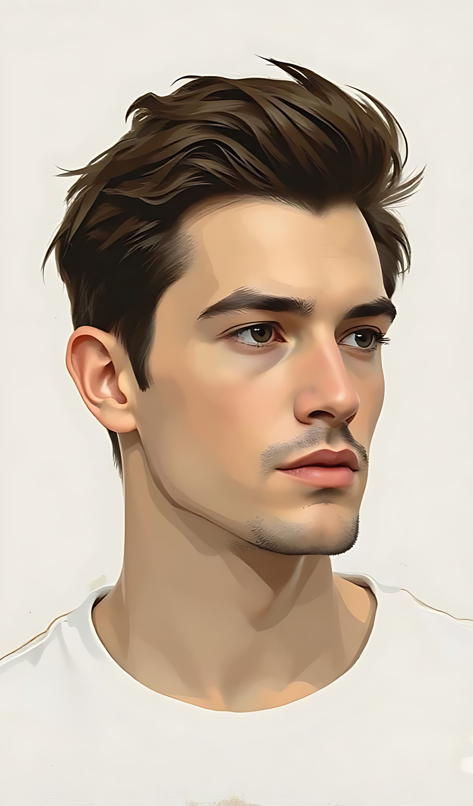 Contemplative Male Portrait in Minimalist Style