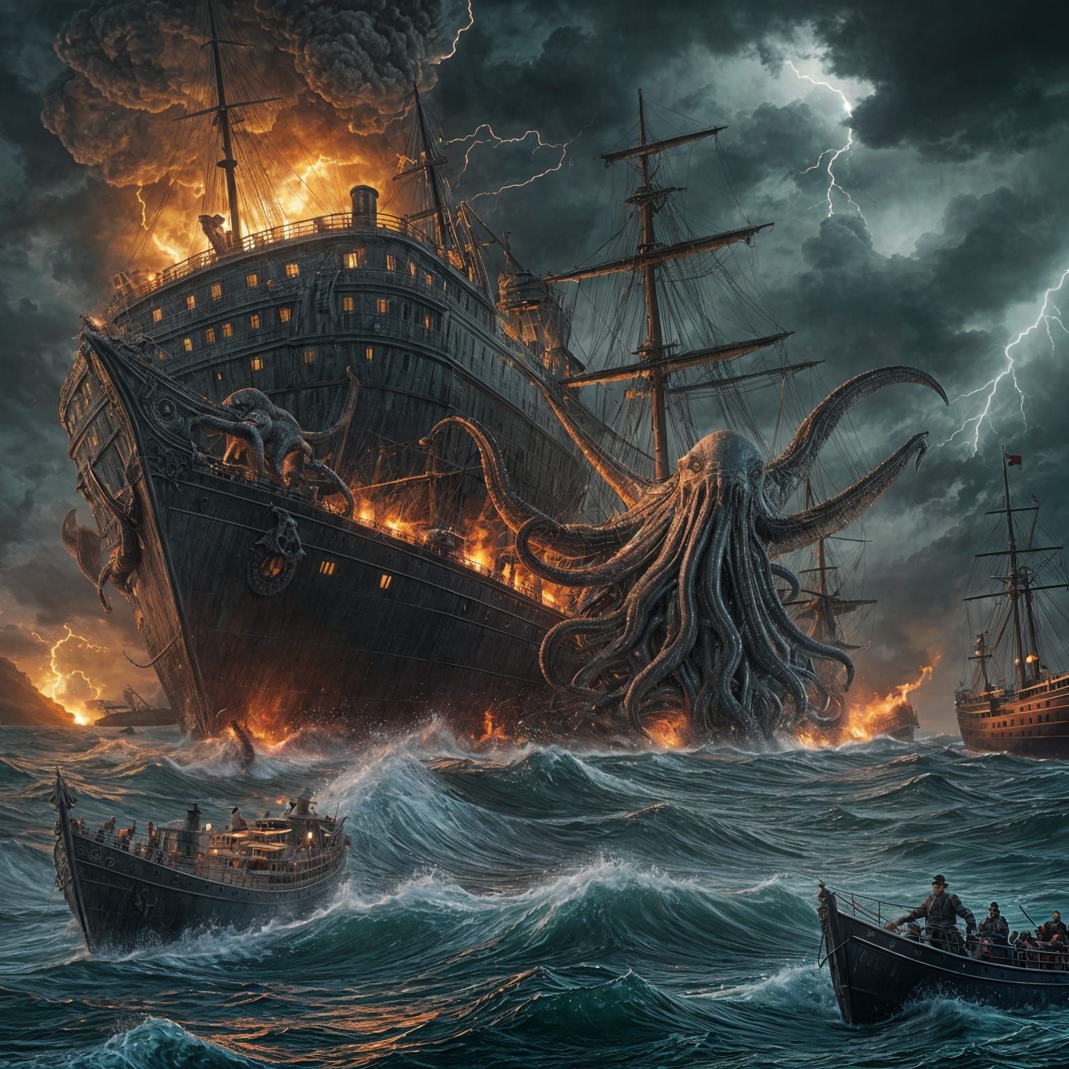 Cthulhu Unleashes Fury in Hyperrealistic Splash Art