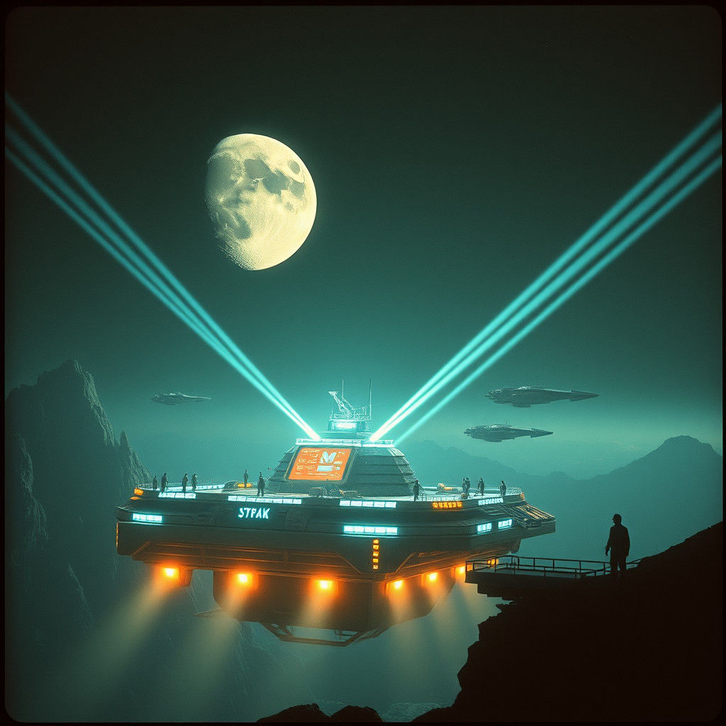 Sci-Fi Fuel Station Orbiting Alien Moon
