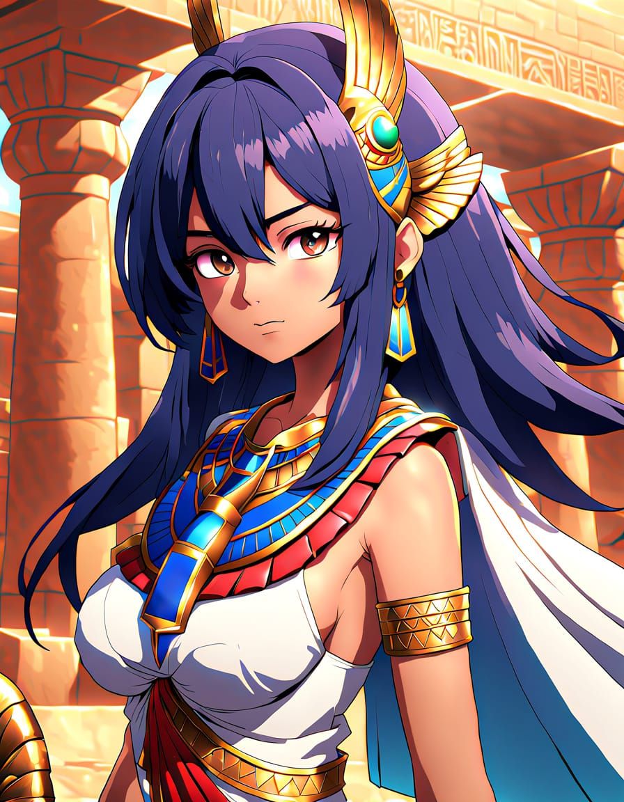 Egyptian-themed  anime character best quality, highres, masterpiece, hyper-anime,