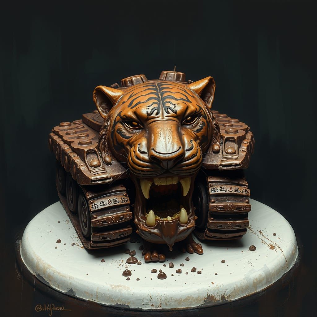 Chocolate Tiger Tank Devoured in Dystopian Style