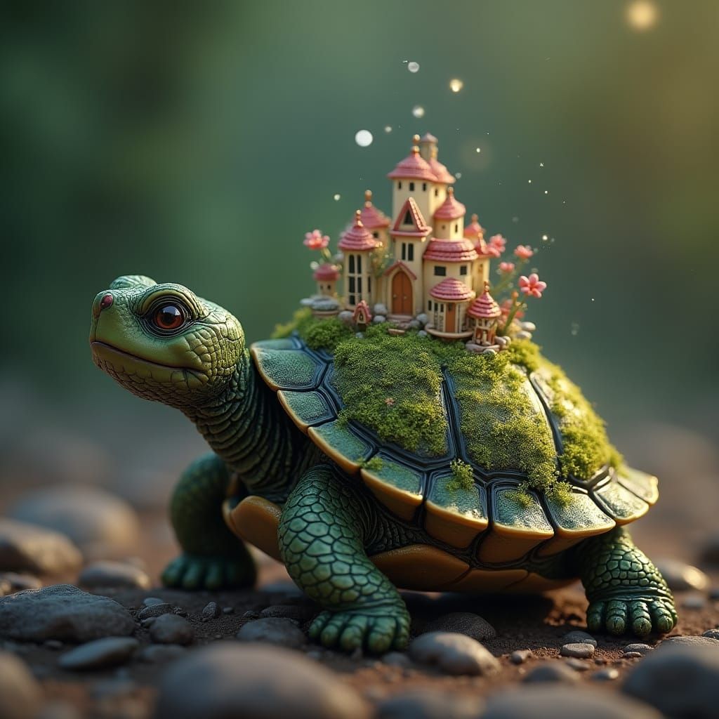 Turtle Carrying World: Photorealistic CGI Render