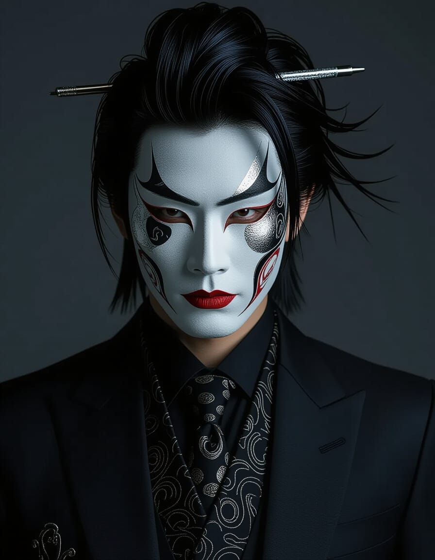 Kabuki Masked Man in Tailored Suit