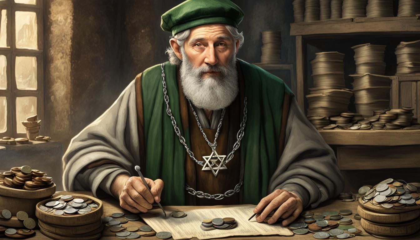 Medieval Jewish Shop Owner with Quill