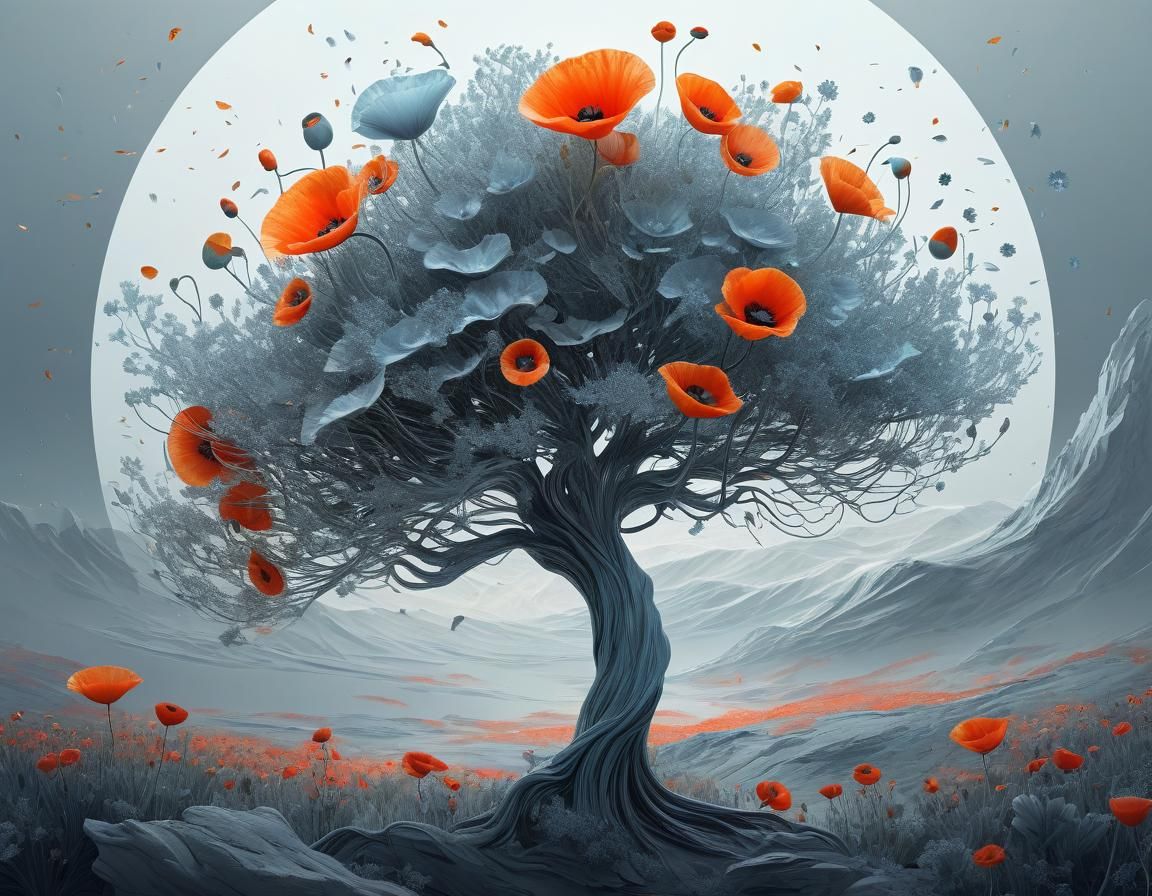 Ethereal Abstract Art: Magical Luminous Floral Scene