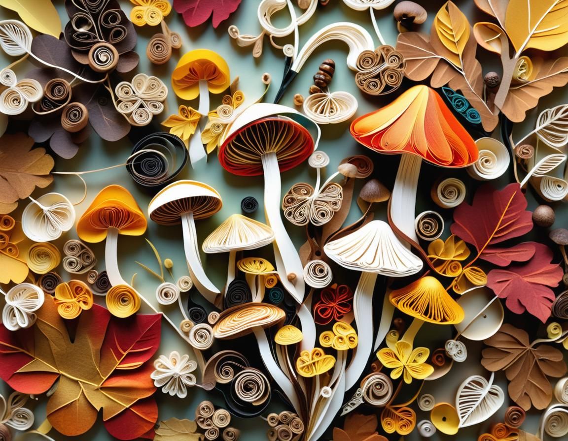 Autumnal Mixed Media Collage with Paper Quilling