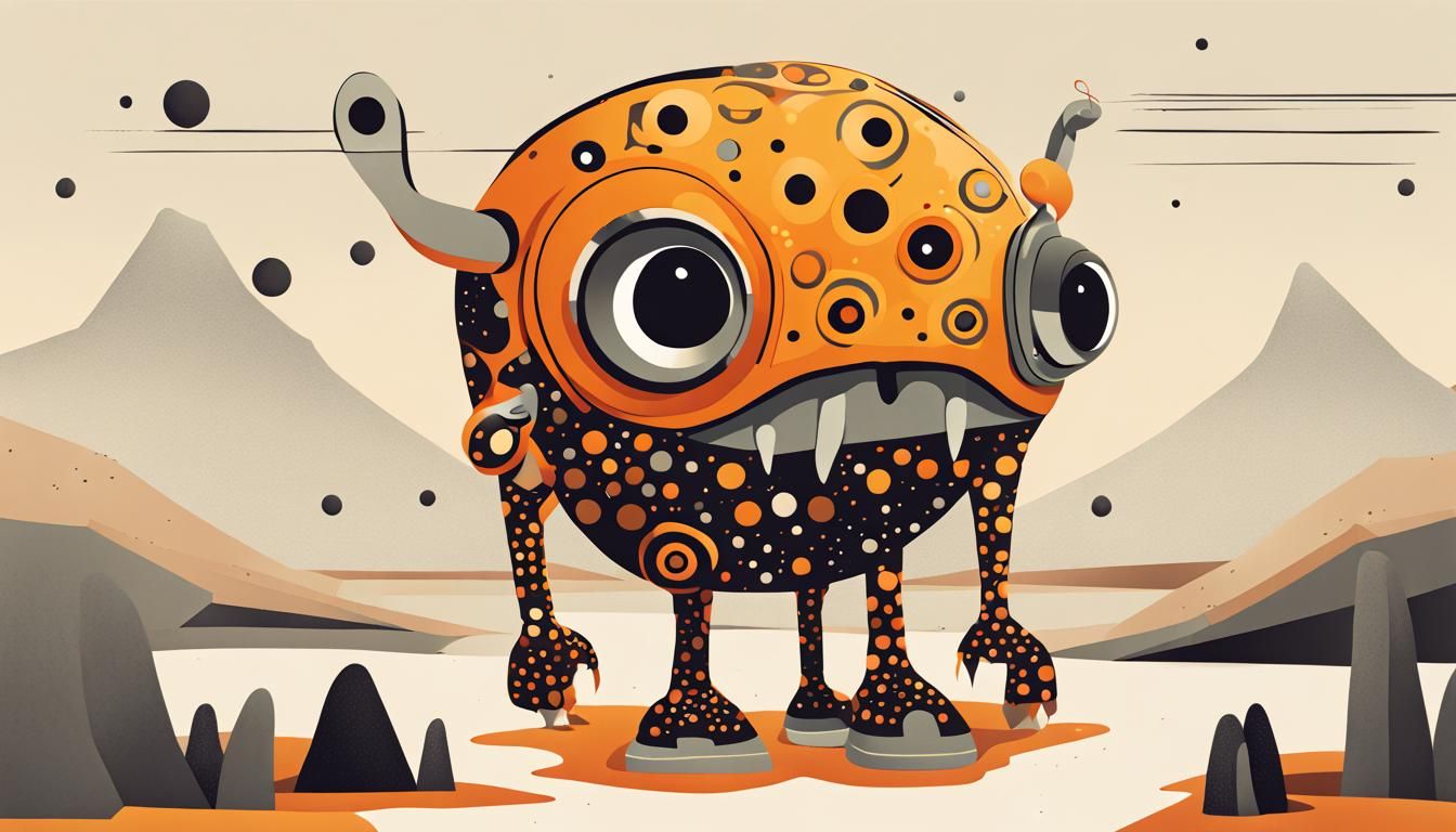 Adorable Spotted Monster in Technological Desert