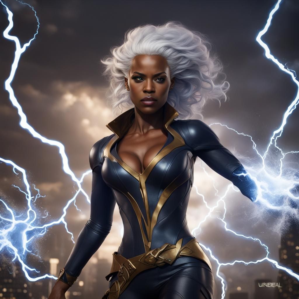 Storm Portrait with Elemental Powers in Fantasy Art