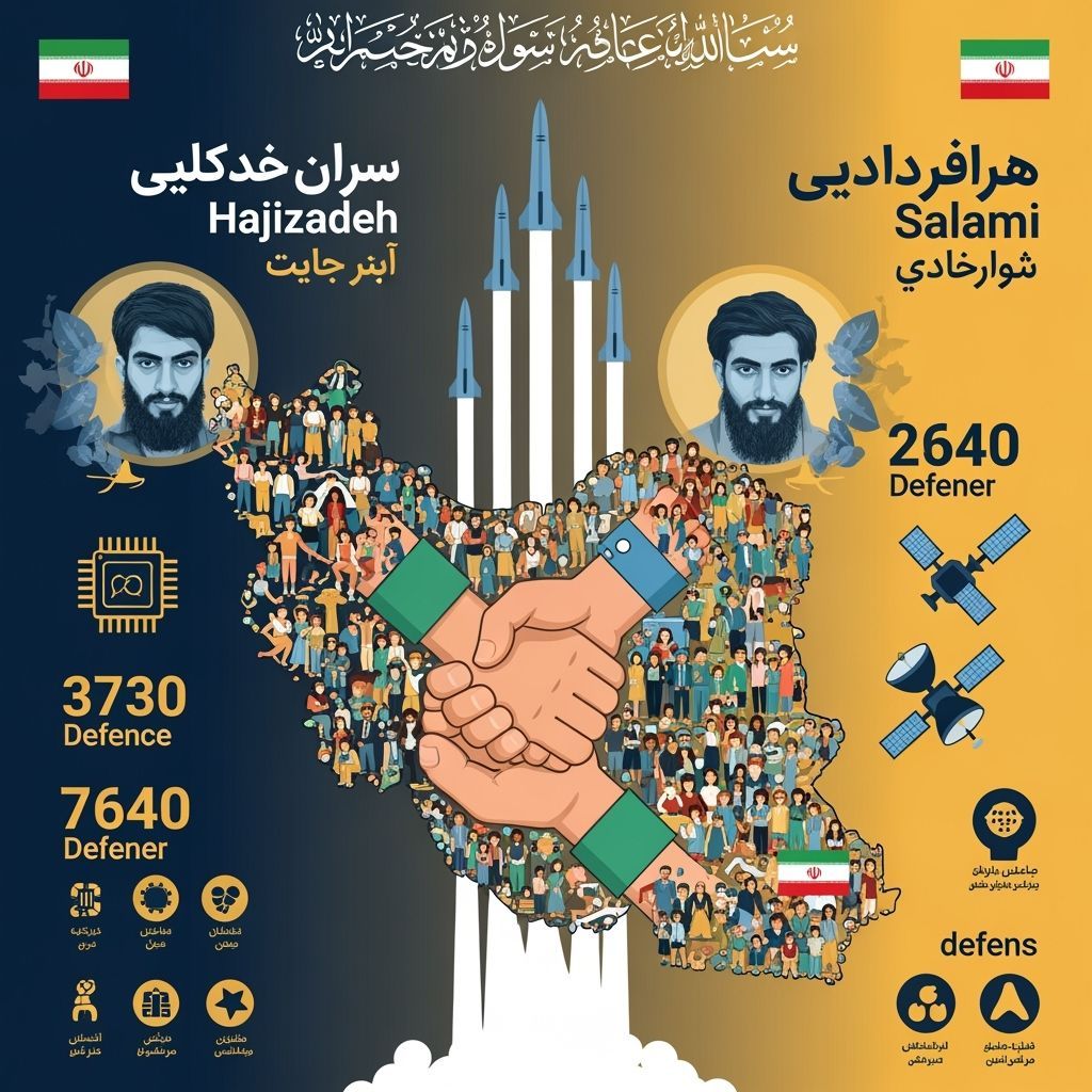 United Iran Map with Missile Silhouettes in Flat Design