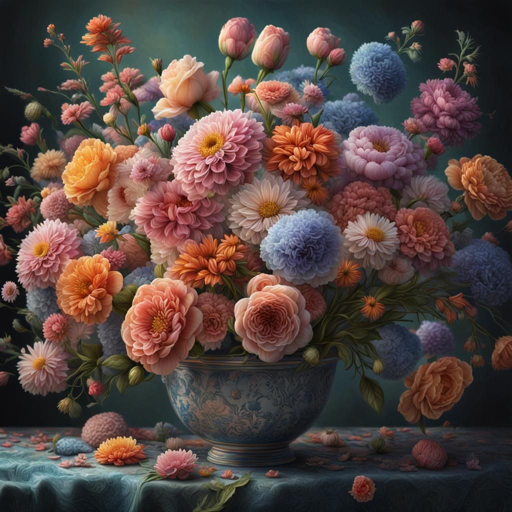 Colorful Floral Bouquet in Pastel Shades