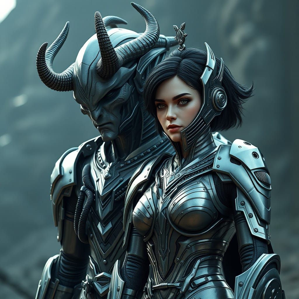 Handsome Alien Royal Guard in Epic Sci-Fi Landscape