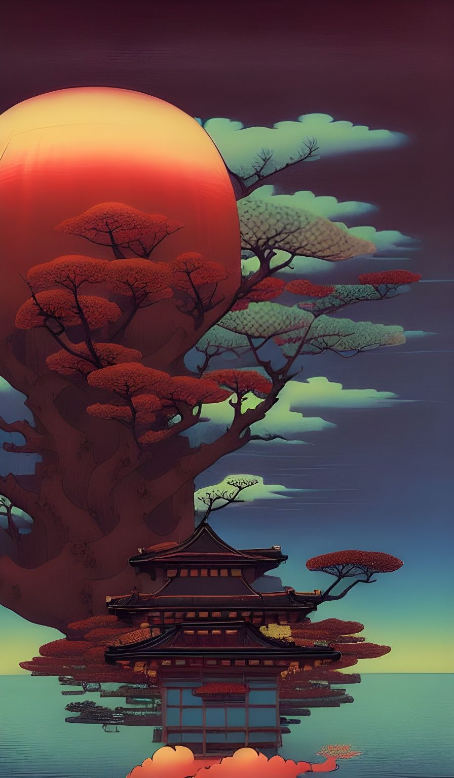 Psychedelic Romantic Dreamscape in Kinetic Pointillism Style