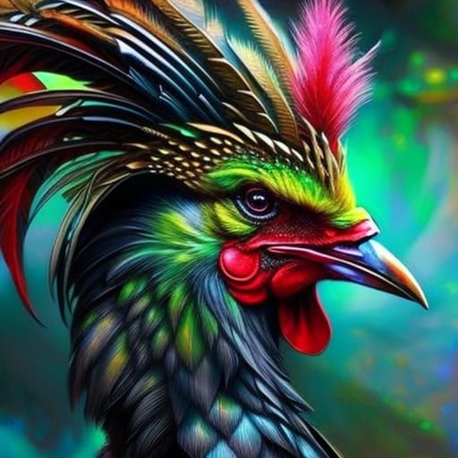 Cyberpunk Rooster Portrait: Futuristic Steampunk Art