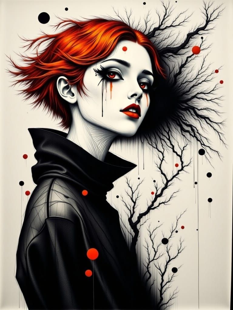 Ethereal Goth Woman in Hyperreal Style