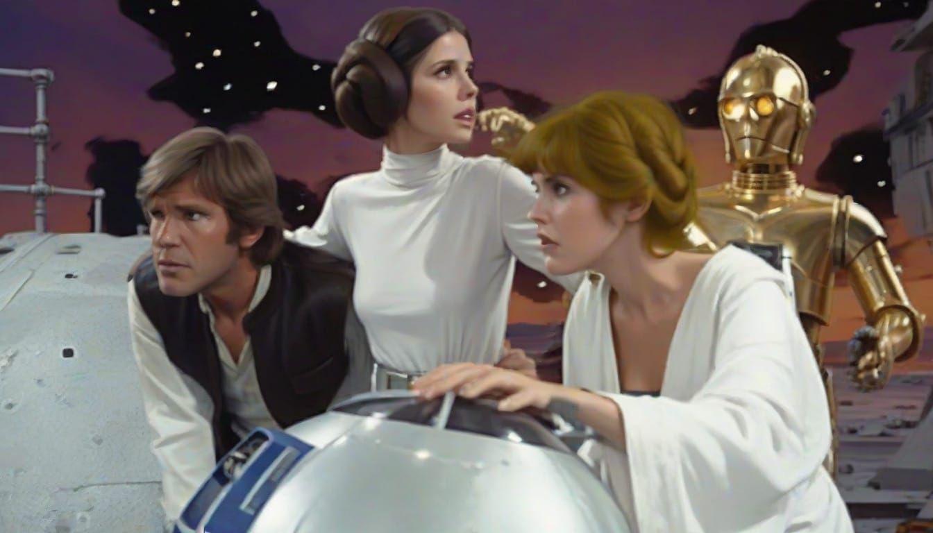 Han Solo and Friends Fleeing a Space Port in Maximalist Hype...