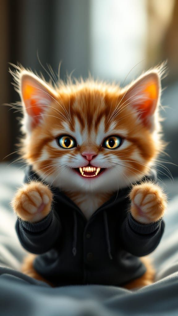 Ginger Kitten with Hoodie in 3D Anime Art