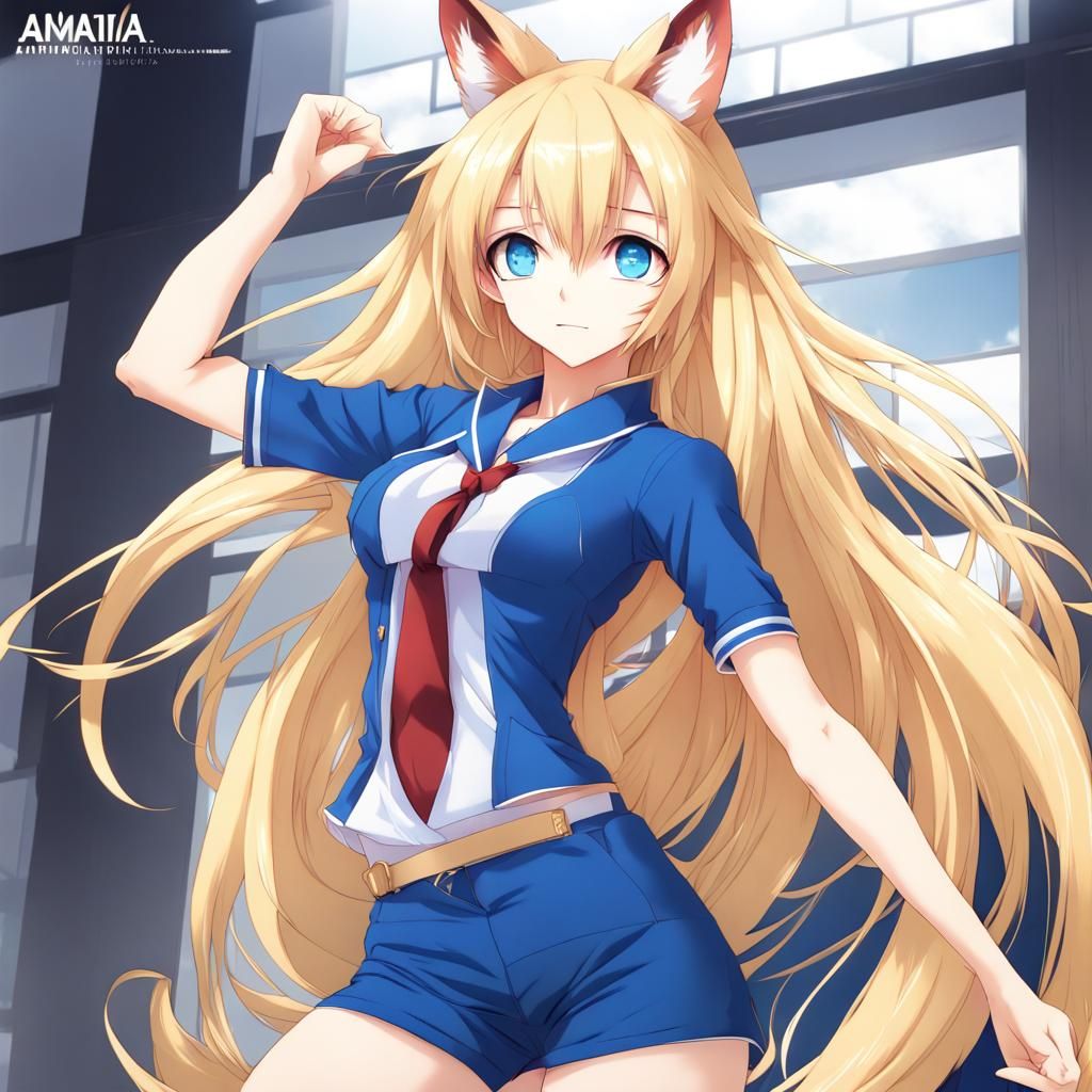 Anime Fox Girl in Manga Art Style