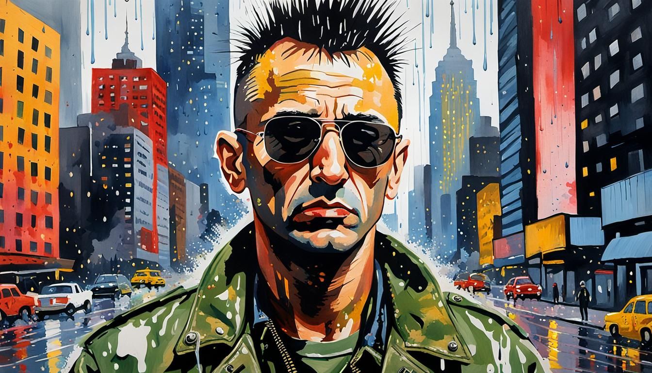 Travis Bickle Acrylic and Watercolor Portrait
