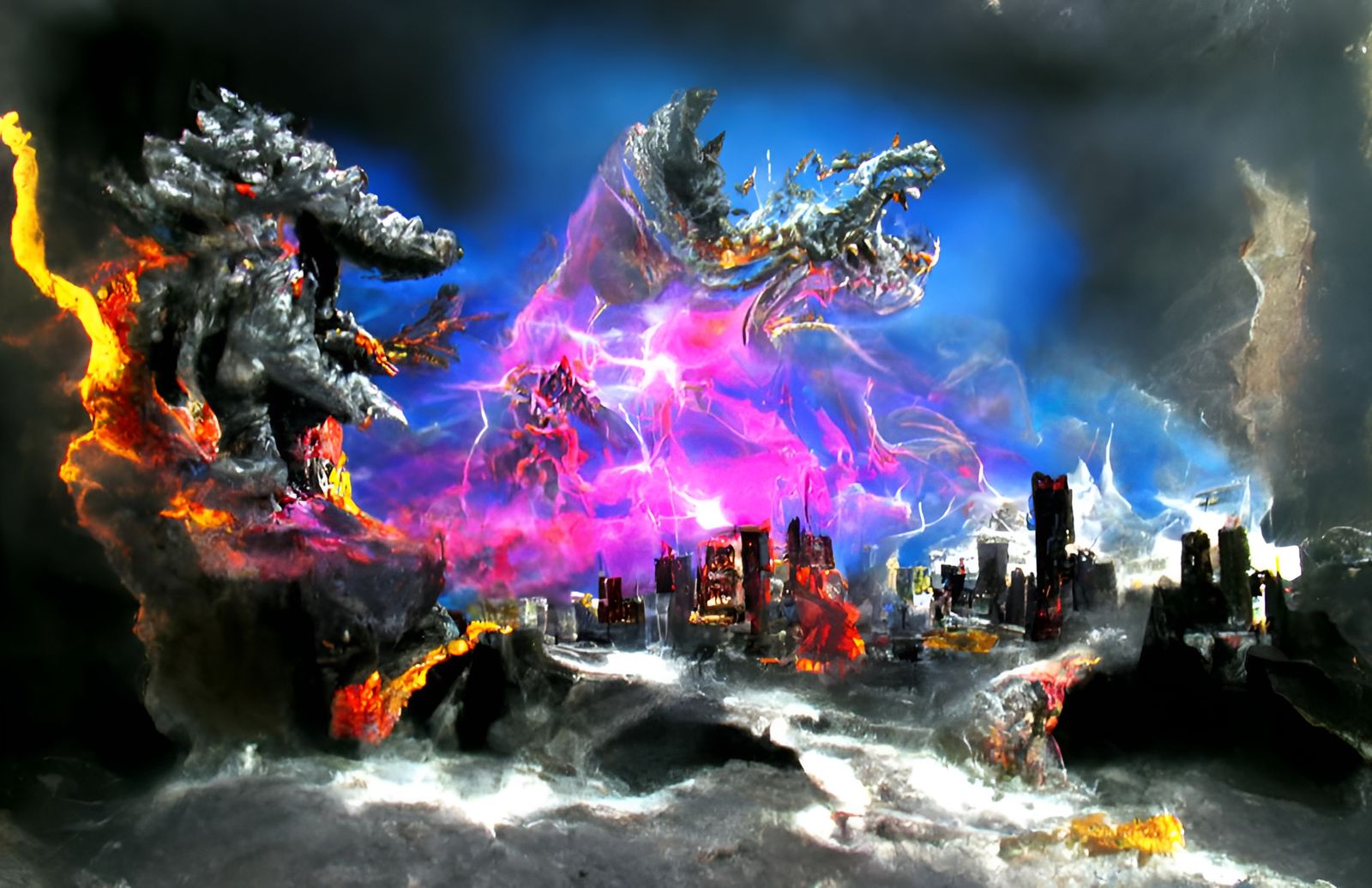 King Of The Monsters Dragon Kaiju Rampaging