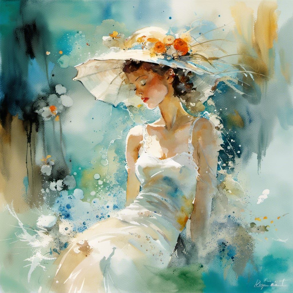Dolce Aqua Summer Watercolor Painting