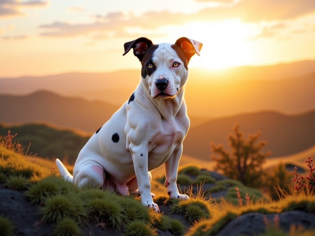 Regal White Bull Arab Cross with Sunset Glow