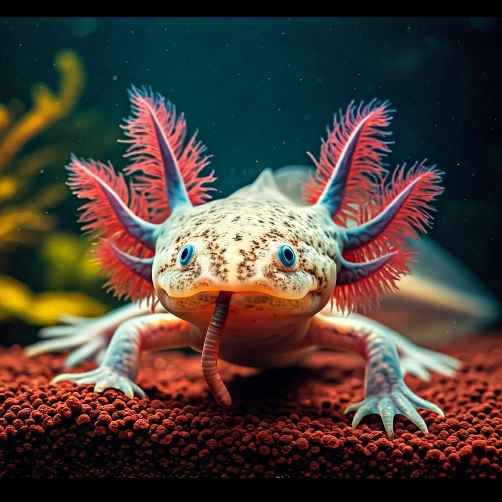 Axolotl in a Whimsical Underwater Realm