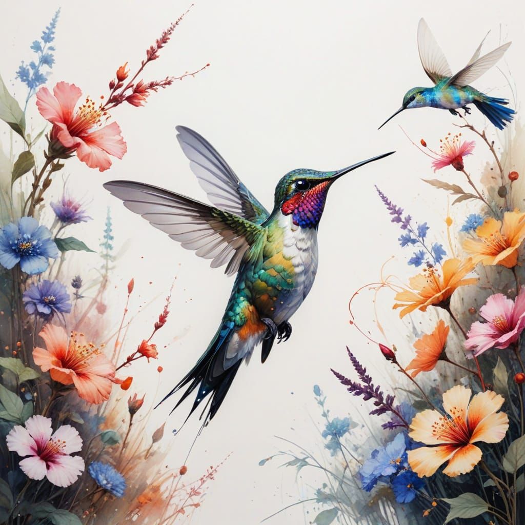 Whispers of Sakura: A Fantastical Hummingbird in Bloom