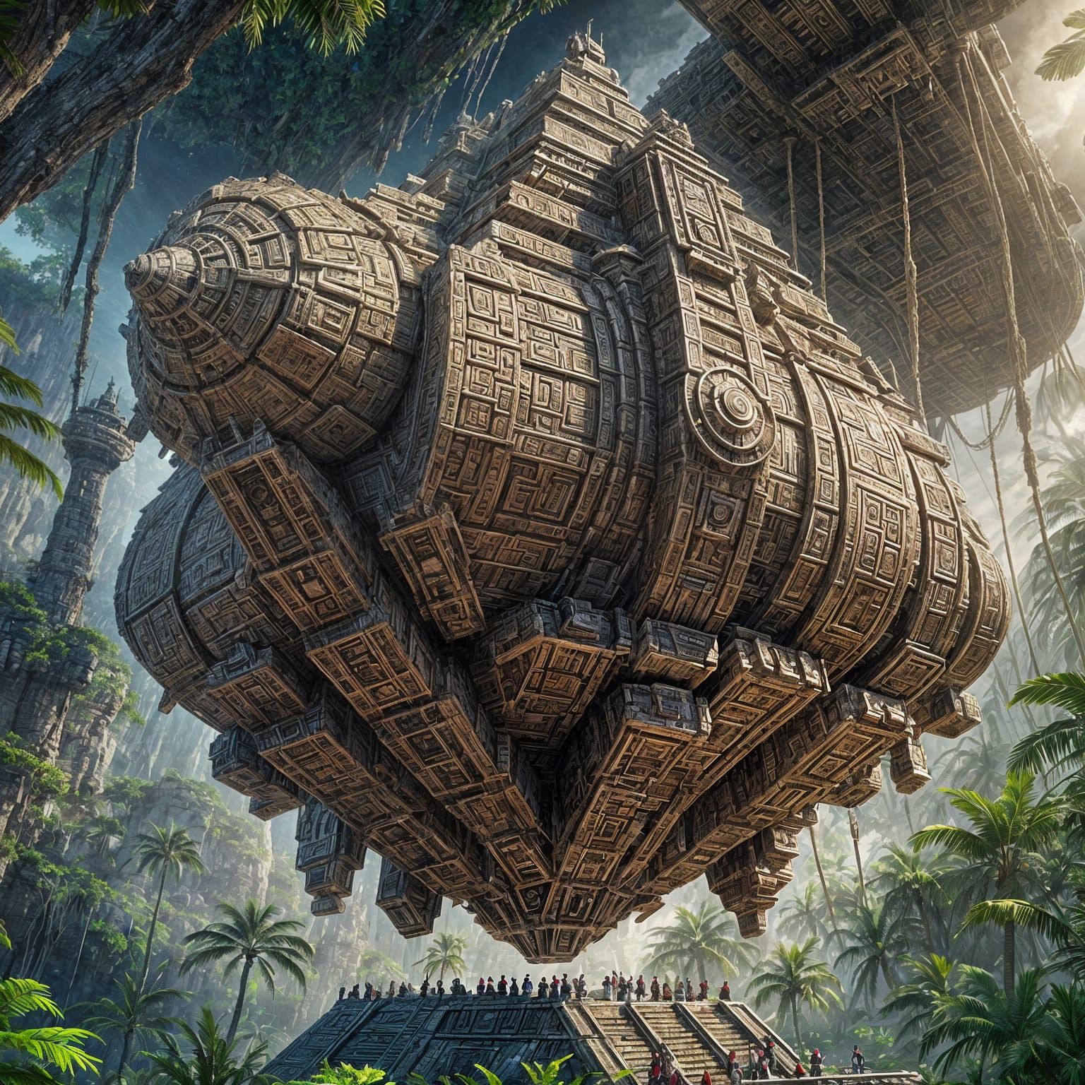 Detailed Mayan Spaceship Concept Art