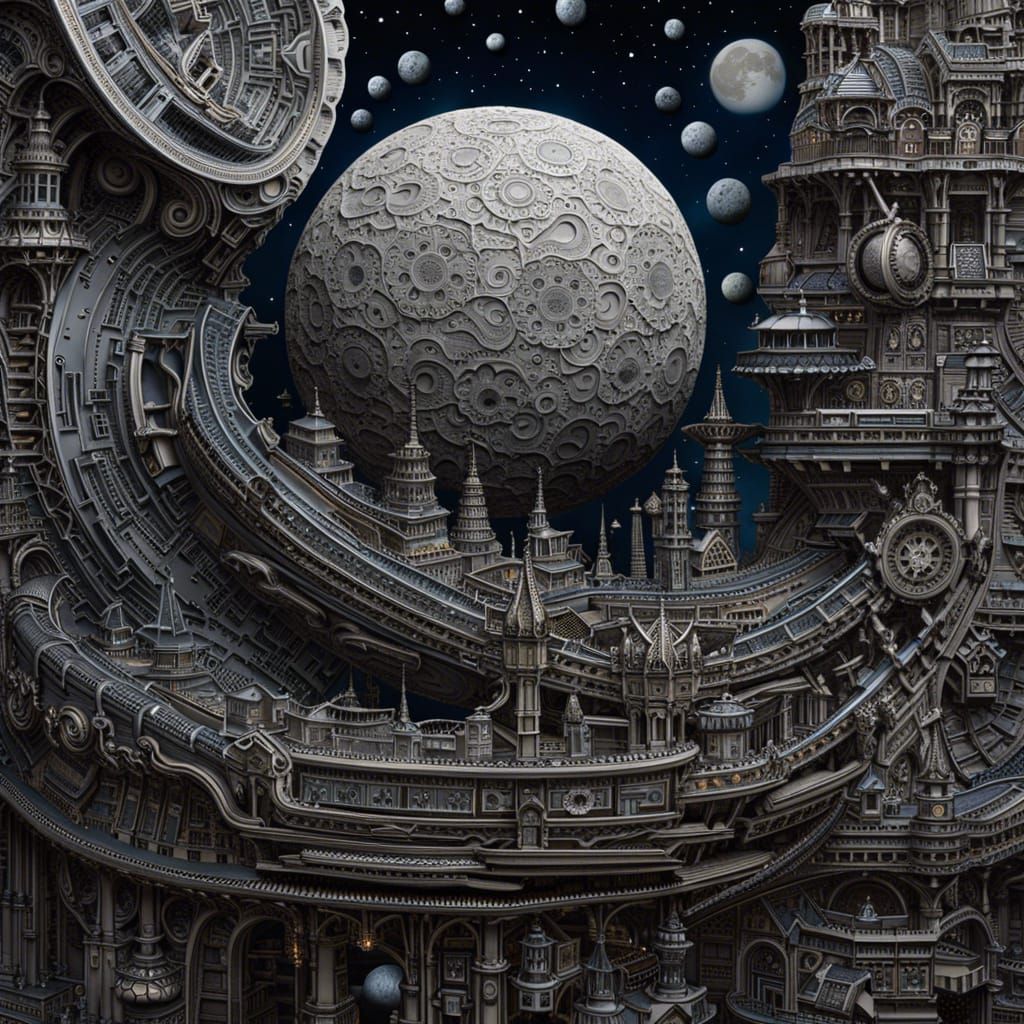 Robotic Moon: Intricate Mechanical Masterpiece